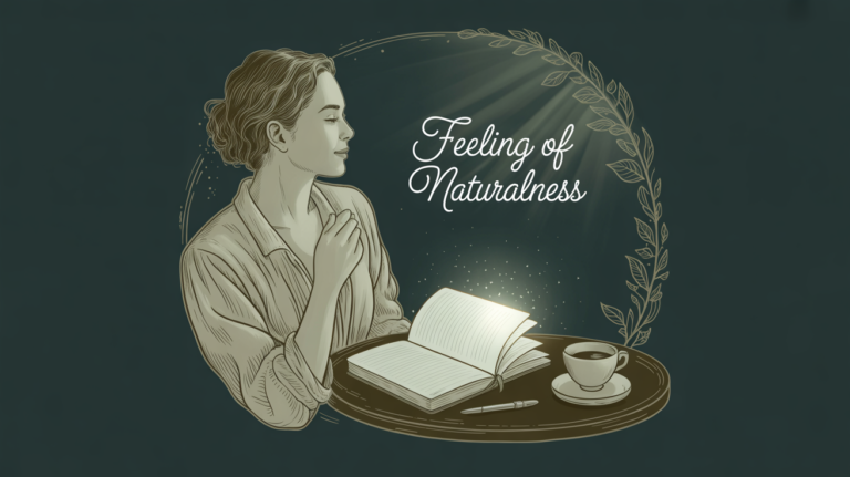 A peaceful person journaling by a sunlit window, symbolizing the feeling of naturalness.